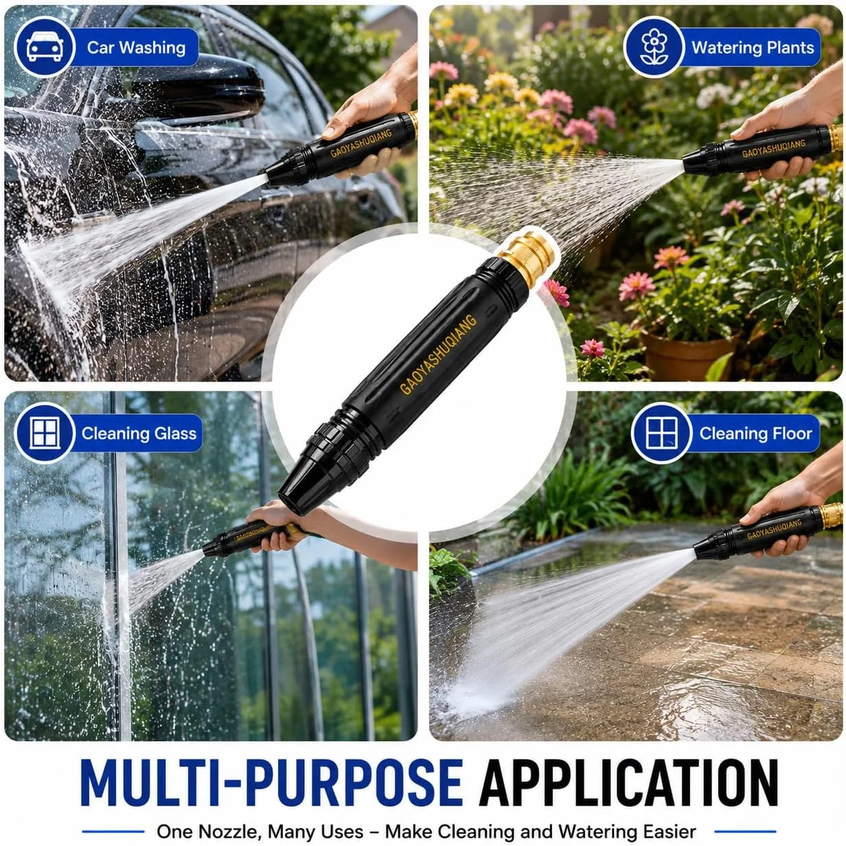 2026 New Jet Nozzle Power Washer for Garden Hose-Fit ID 11-16mm Tubing, High Pre gallery