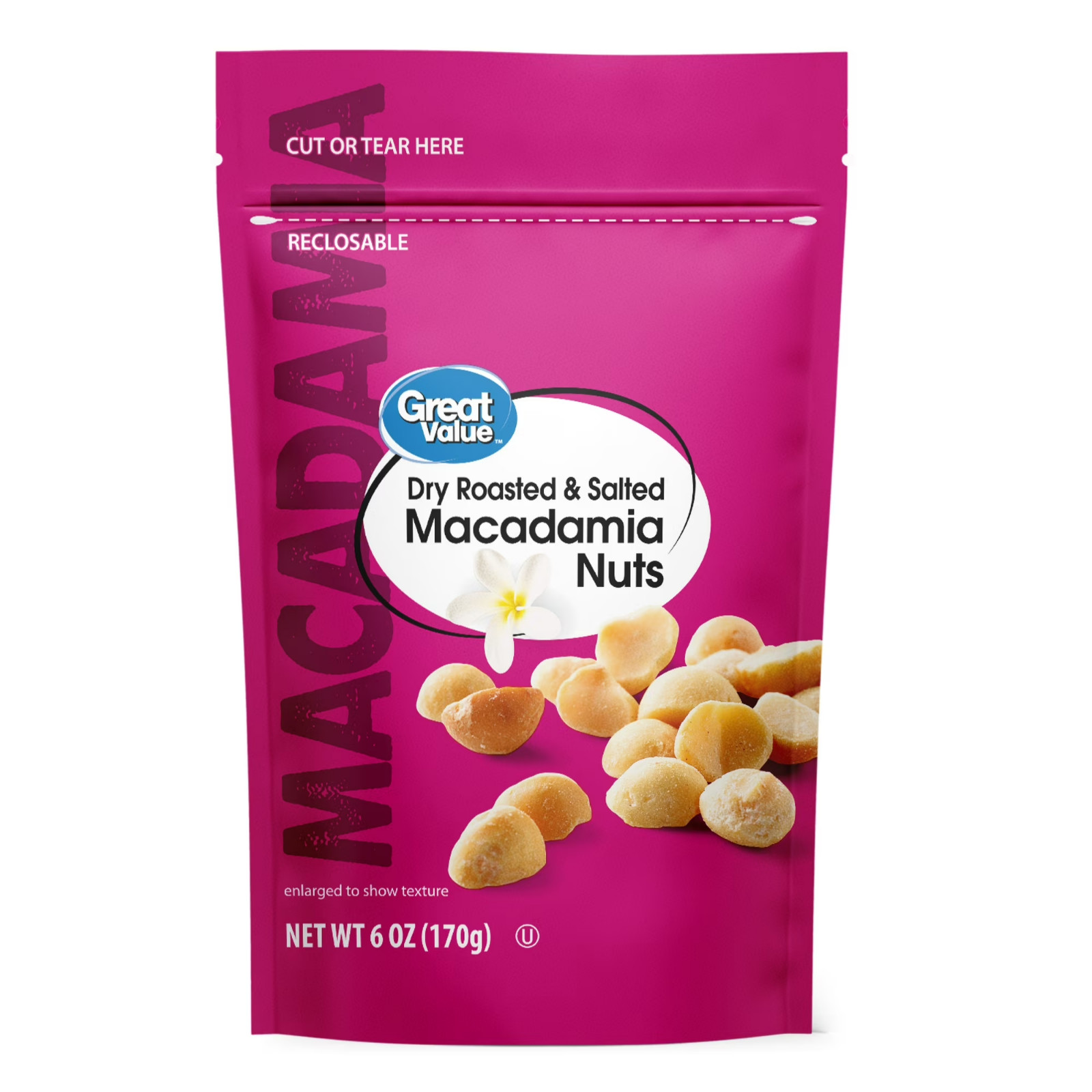 Great Value Dry Roasted & Salted Macadamia Nuts, 6 oz gallery