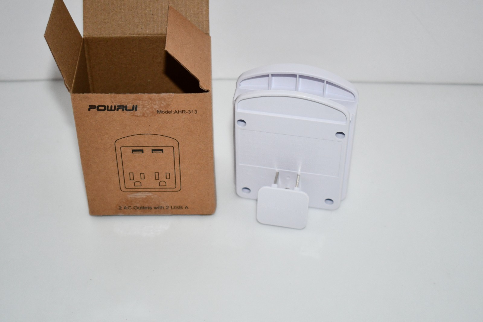 POWRUI USB Wall Charger Outlet Extender, 2 AC Outlets, 2 USB Ports, No Surge, Cr gallery