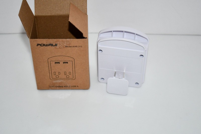 POWRUI USB Wall Charger Outlet Extender, 2 AC Outlets, 2 USB Ports, No Surge, Cr gallery