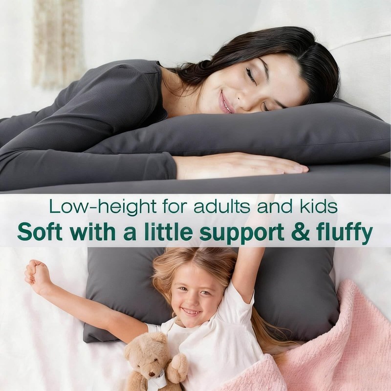 Flat Ultra Thin Bed Pillows Standard/Queen Size Pillow Set of 2 Extra Soft Do gallery