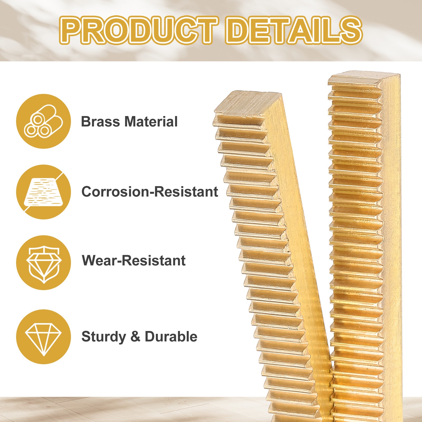 Brass Gear Rack, 0.5 Module 200x6x6mm Heavy Duty Straight Linear Spur Rack gallery