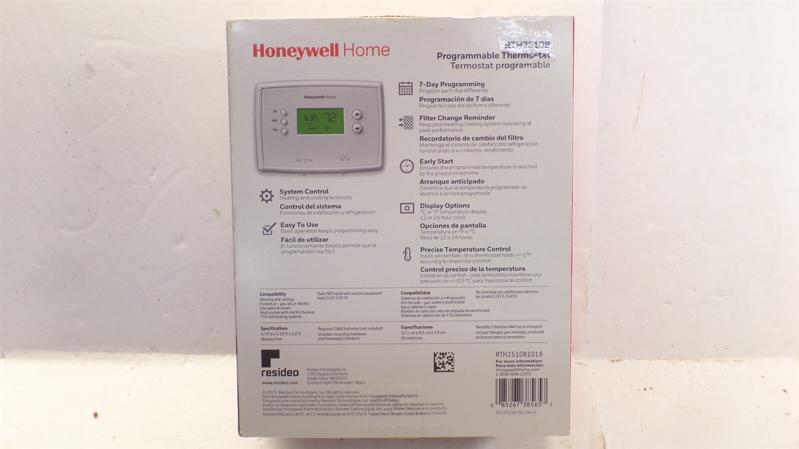 HONEYWELL RTH2510B 7-DAY PROGRAMMABLE THERMOSTAT WITH DIGITAL BACKLIT DISPLAY gallery