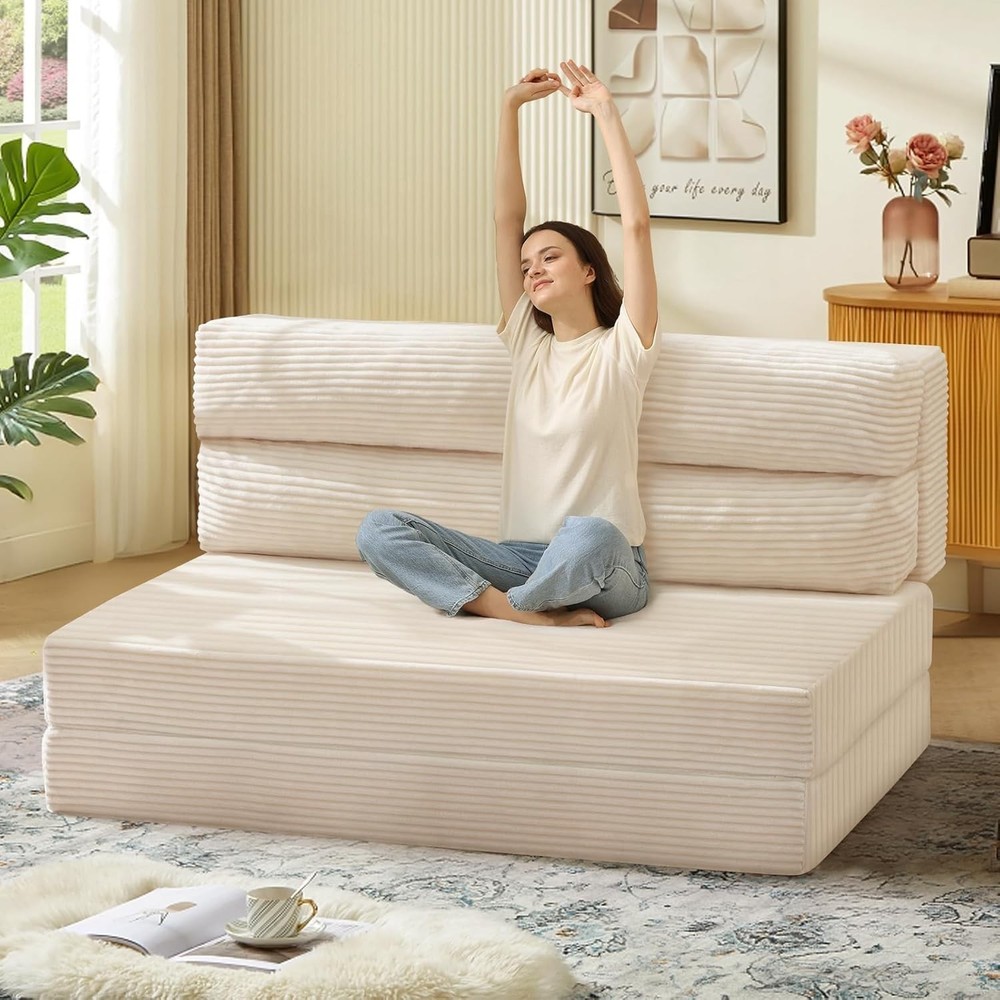 Folding Sofa Bed Convertible Sleeper Chair w/ Pilow Matress 2 in 1 Pull Out
