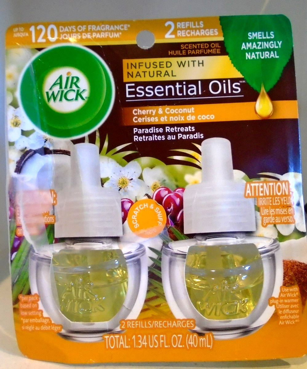Air Wick Plug in Scented Essential Oils Cherry & Coconut 2 Refills gallery
