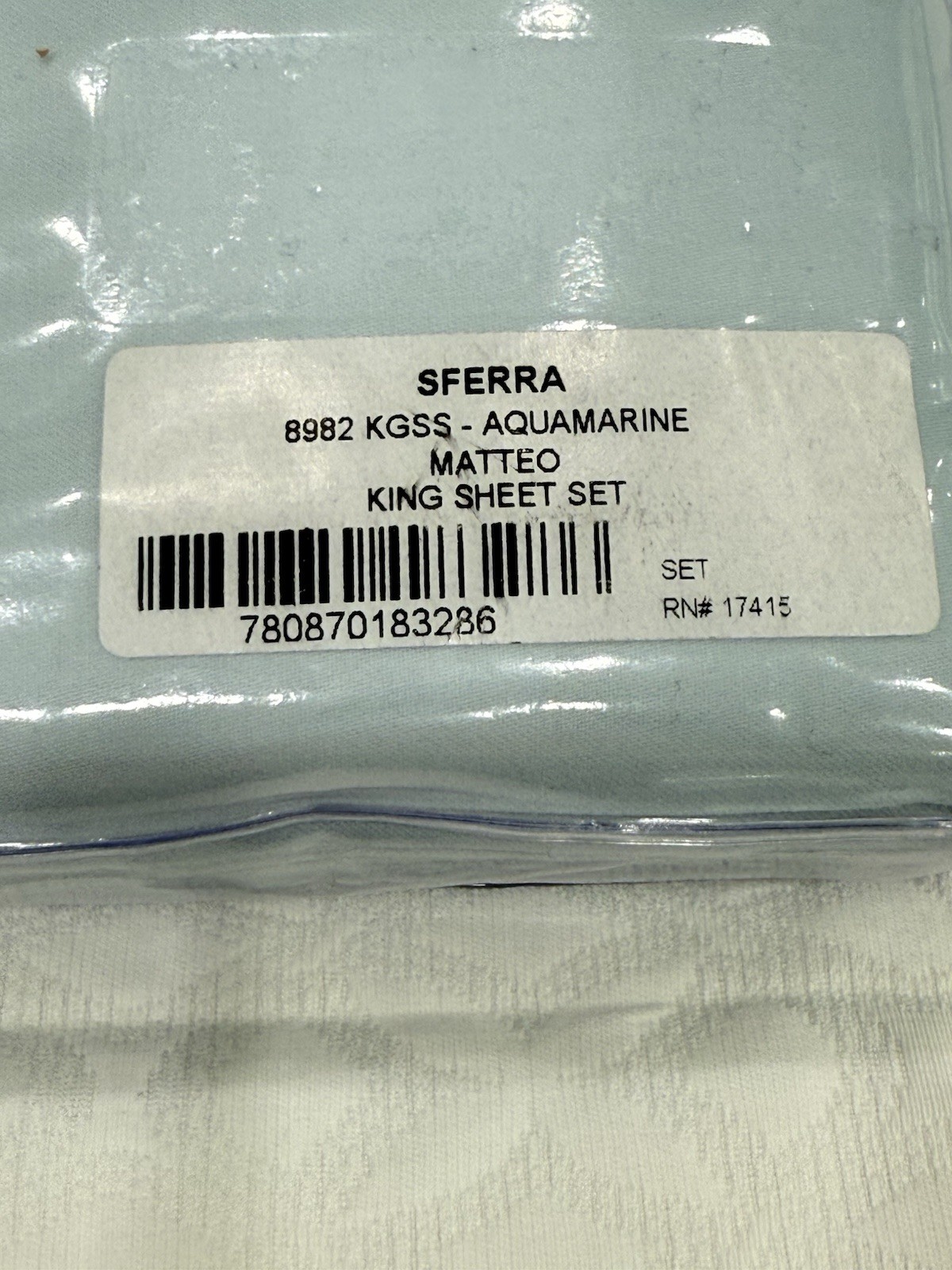 SFERRA MATTEO 4 PIECE KING SHEET SET SATEEN AQUAMARINE MADE IN ITALY gallery