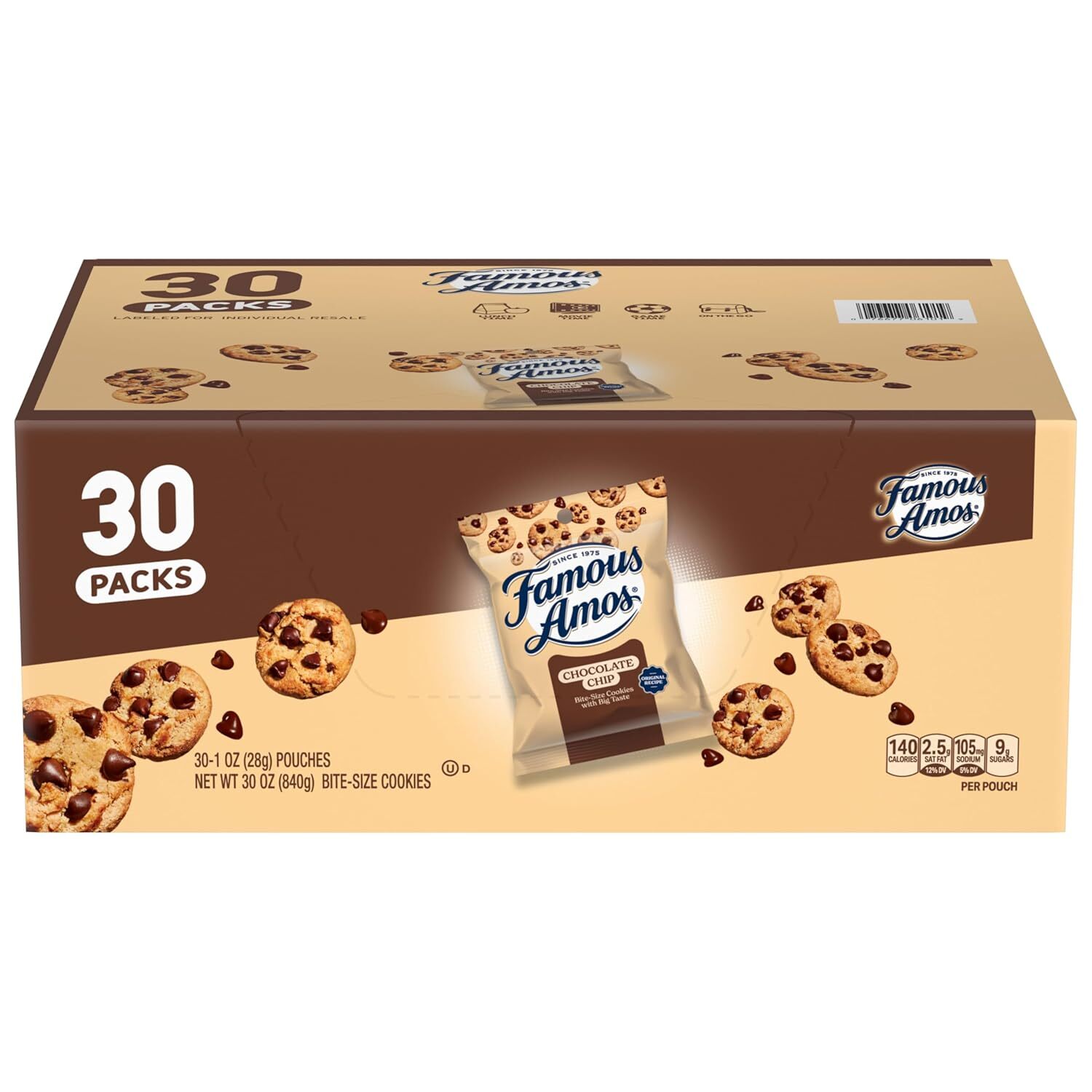 Famous Amos Classic Chocolate Chip Cookies, 1 oz., 30-Pack gallery