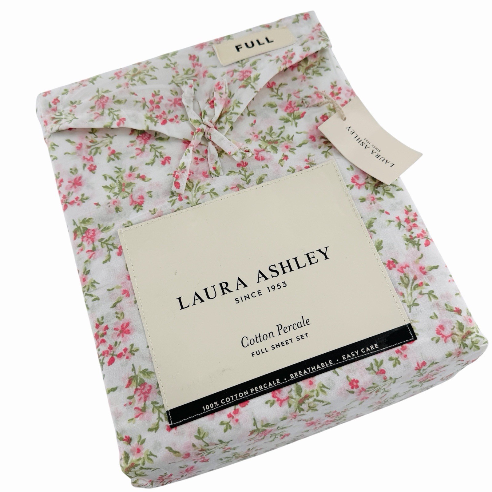 Laura Ashley Cotton Percale Full Sheet Set Diane’s Ditsy Pink Cottage Floral New gallery