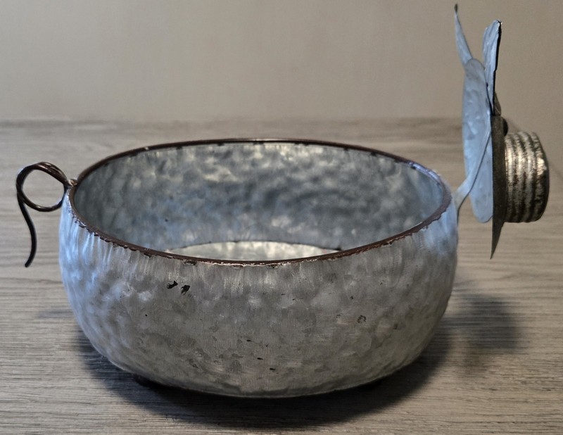 Pig Dish/Container/Planter - Country Farmhouse Decor - Hammered Galvanized Metal gallery