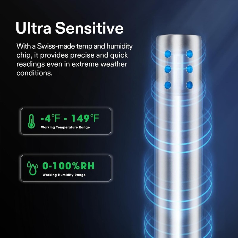 VIVOSUN Temperature&Humidity Sensor Probe,Waterproof Stainless Steel,THB1, 12ft gallery