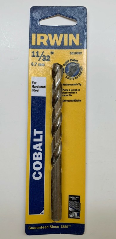 2 IRWIN 11/32" COBALT DRILL BITS 3016018 SPLIT POINT JOBBER HARDENED STEEL gallery