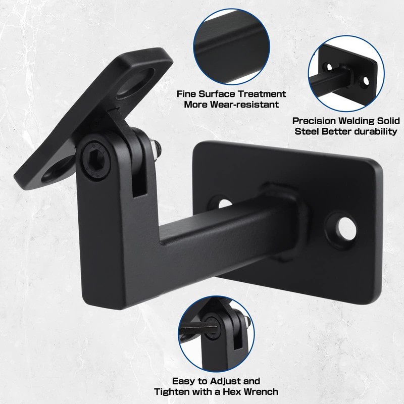 RealPlus Adjustable Handrail Brackets Heavy Duty Swivel Square Hand Rail Bracket gallery