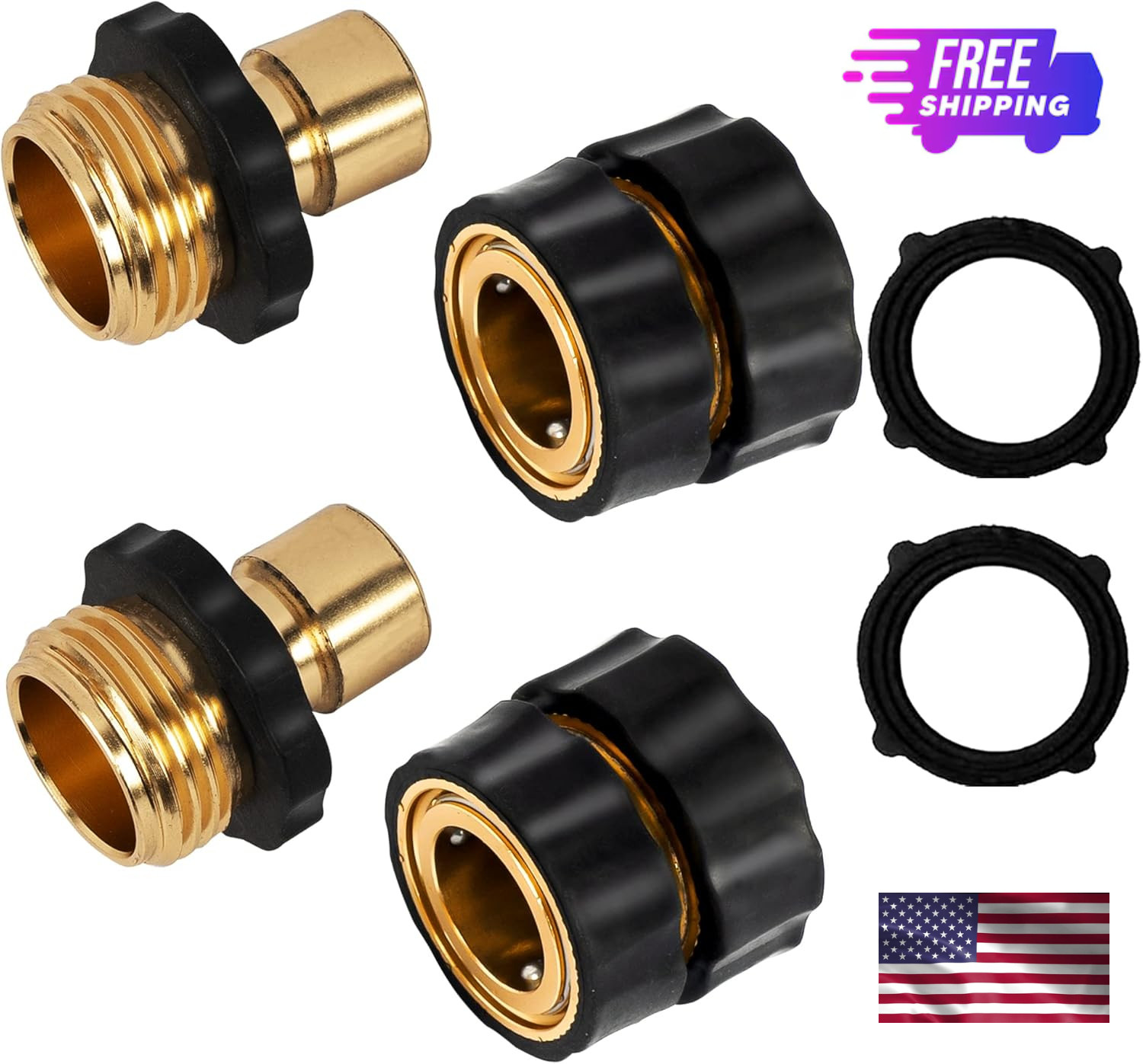 3/4' Garden Hose Quick Connect Water Hose Fit Female Male Connector Set US gallery