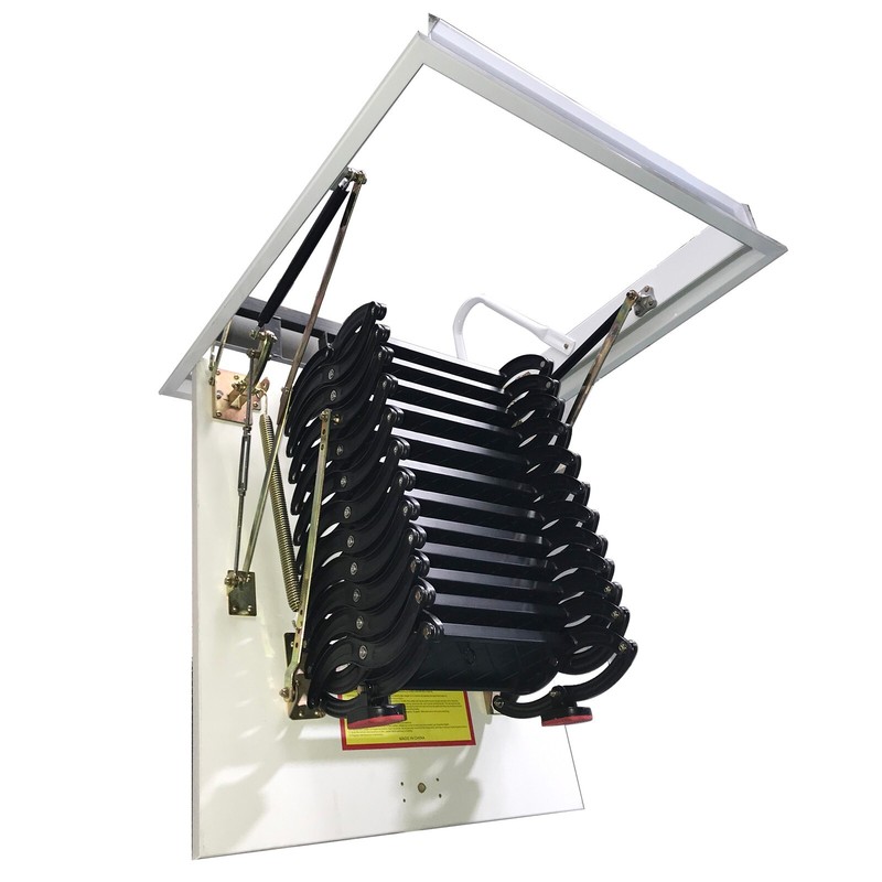 Attic Pull Down Ceiling Ladder Stairs Black Retractable Ladder Max Height 9.8ft gallery