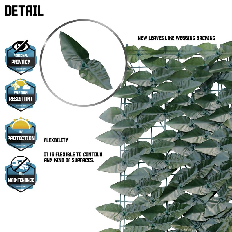 4ft Artificial Faux Ivy Leaf Privacy Fence Screen Hedge Mesh Panel Home Decor D gallery