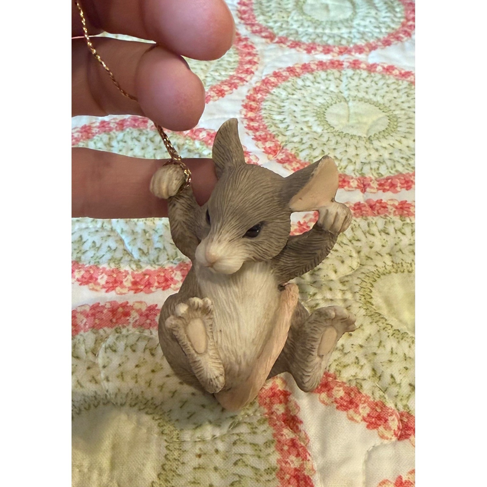 Charming Tails Hang In There Mouse Figurine Christmas Ornament Grey Whimsical gallery