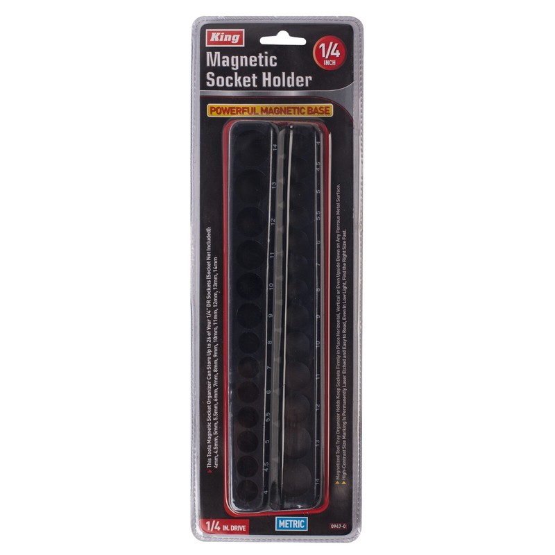 KING Magnetic Socket Organizer Holder 6-PACK Set 1/4'' 3/8'' 1/2'' Metric SAE gallery