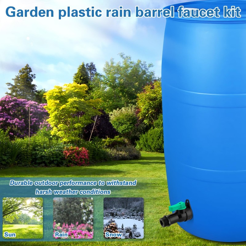 Rain Barrel Spigot Kit with High Flow Valve No Inside Access Needed,External ... gallery