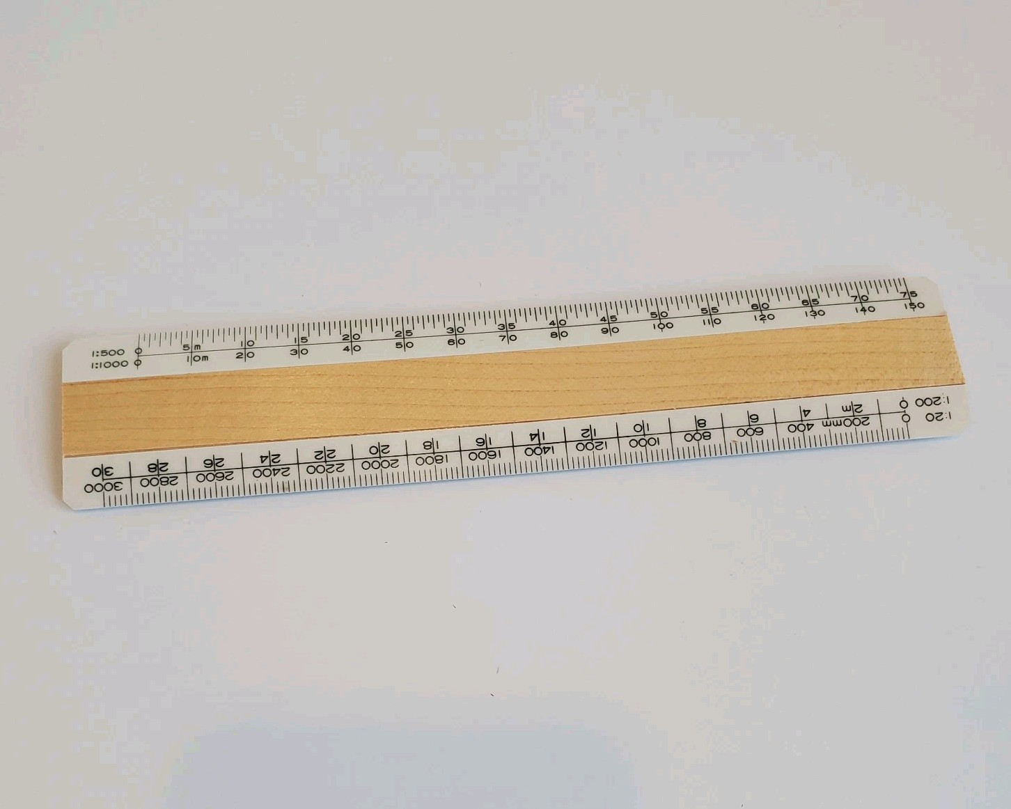 Engineering Scale 6" Ruler Wood & Plastic Metric Scales 1:5, 10, 20, 50, 100 gallery