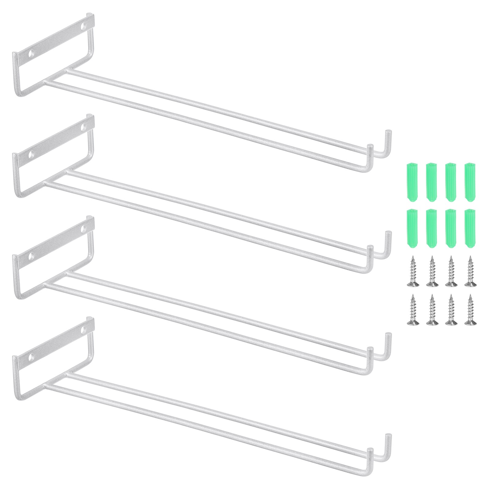 11.81 Inch Iron Wine Glasses Rack for Cabinet Kitchen, Silver, 4Pcs gallery