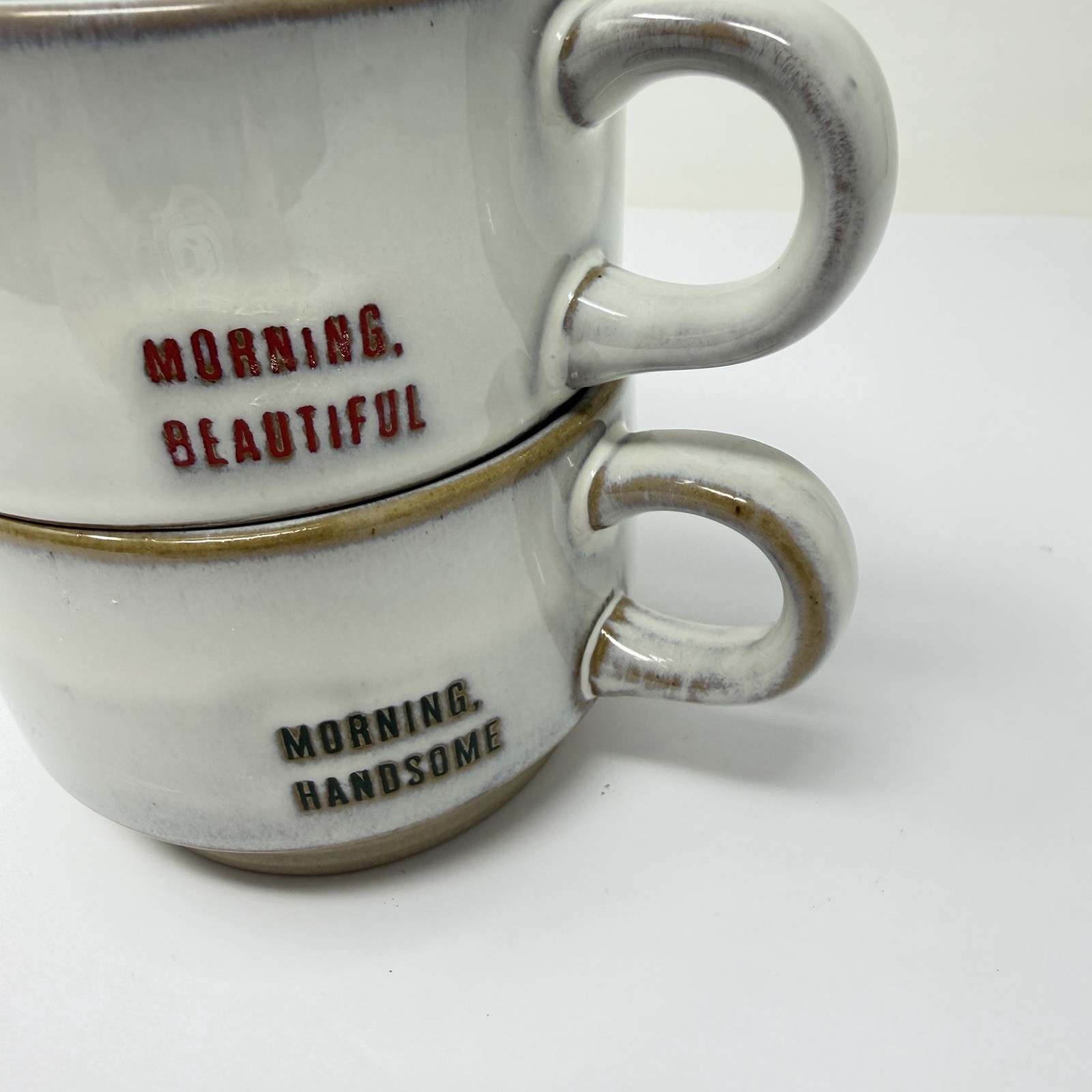 Hearth & Hand Magnolia (2) 8oz Stacking Mugs Morning Beautiful Morning Handsome gallery