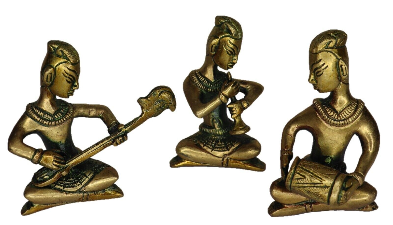 Three Musician Statue Antique Style Handmade Brass Figure Home Decor Figurine gallery