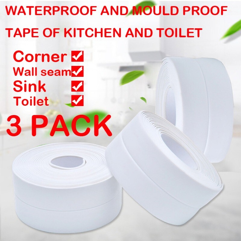3PCS Caulk Tape Waterproof Self Adhesive for Bathroom Caulking Tape Shower Caulk gallery