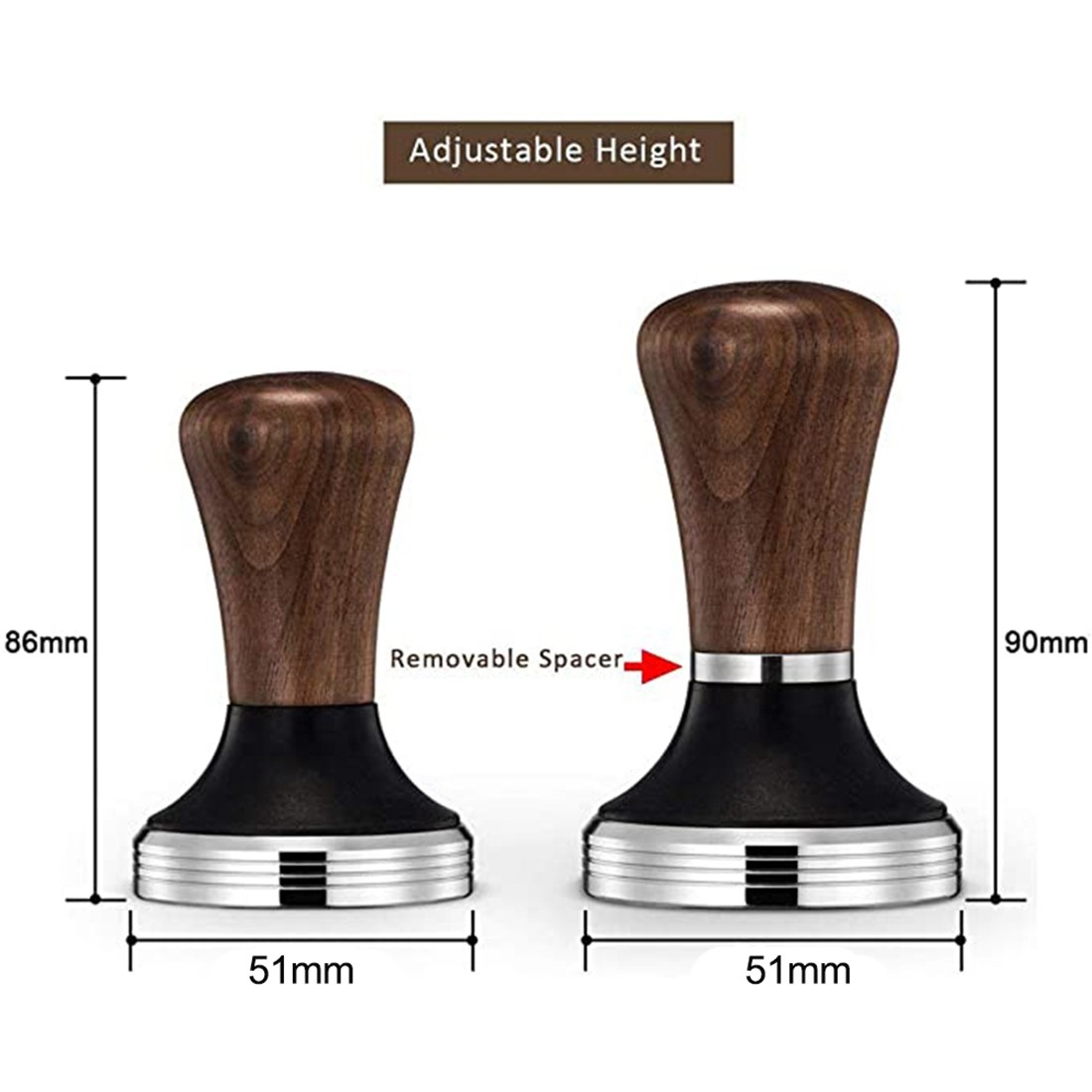 Walnut Handle Coffee Tamper 51mm, Espresso Hand Tamper 51mm,304 Stainless4082 gallery