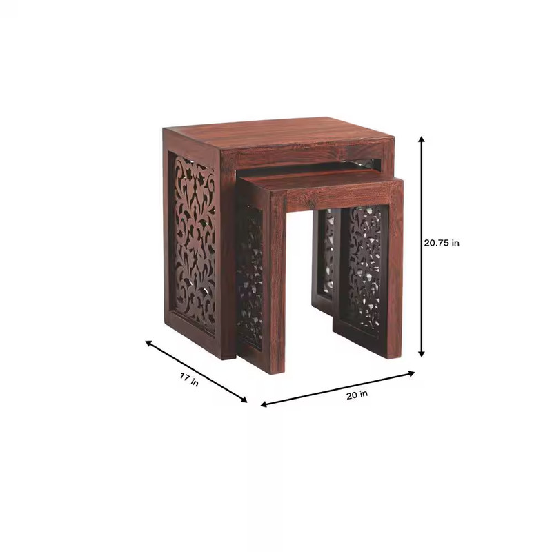 Maharaja Walnut Brown 2-Piece Nesting End Table gallery