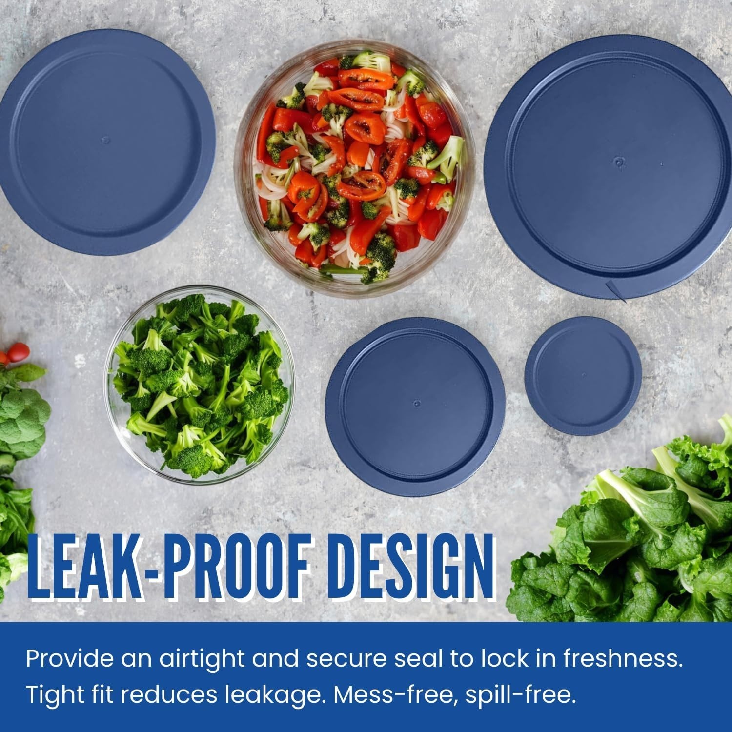 Replacement Lids for Pyrex Glass Containers 1-Cup 2-Cup 4-Cup 7 Cup Round 9pcs gallery