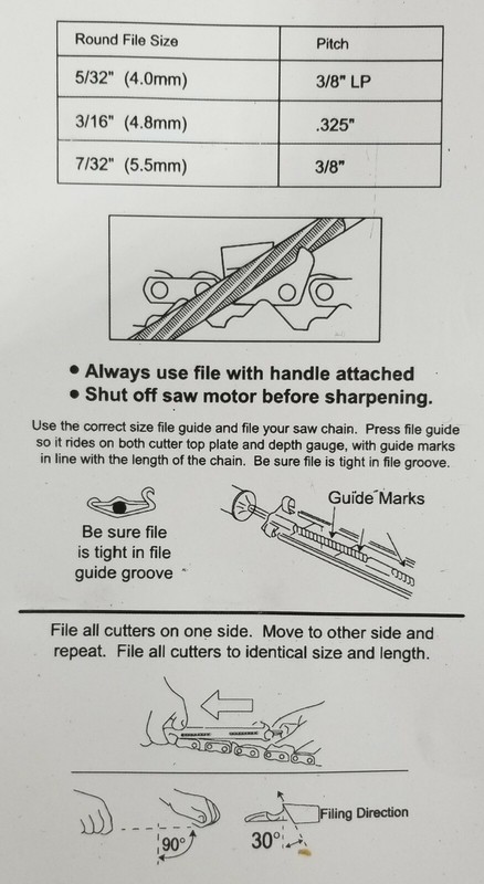 Chainsaw file kit 7/32 " for 3/8 chain included 4 in 1 & flat file & guide 6 pc gallery