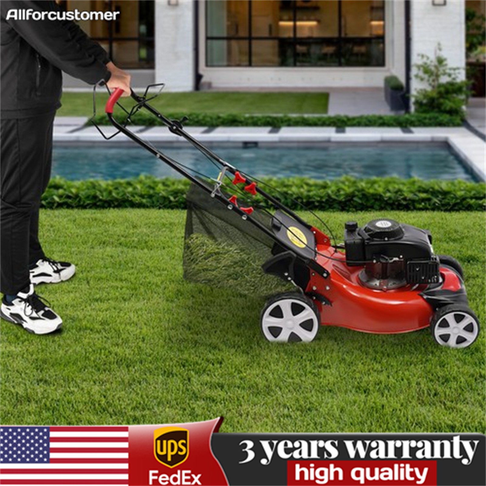 Self-Propelled Gas Powered Lawn Mower with Bagger with 4-Stroke Engine 20” 140cc gallery