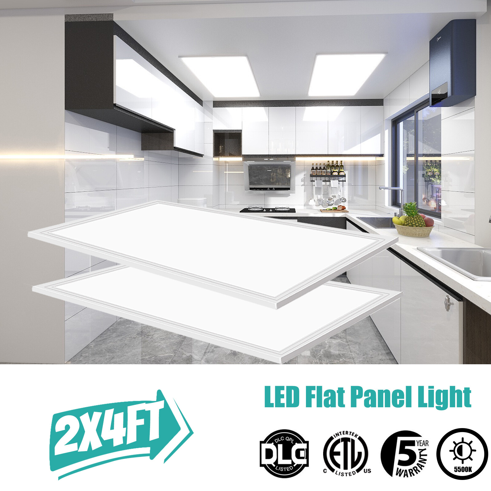 2x4 FT LED Flat Panel Troffer Light, 75W 8400LM 5000K Drop Ceiling Office Lights gallery