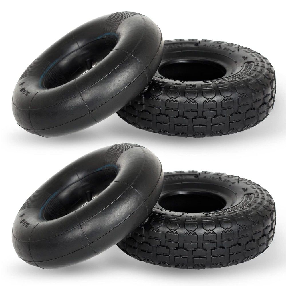 GICOOL 4.10/3.50-4 Replacement Tire and Inner Tube Set, 2 Pack, 10" Heavy Dut...