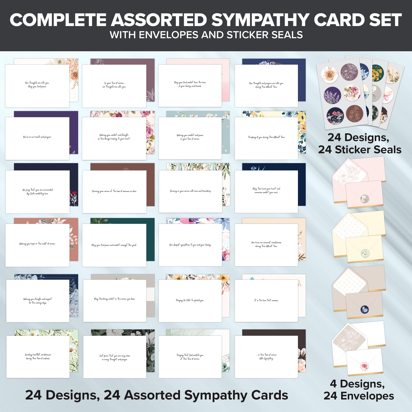 Decorably 24 Pack 6x4in Assorted Sympathy Cards with 6x4 inches, gallery