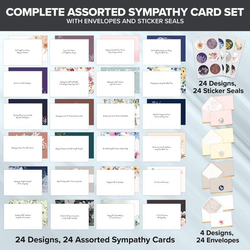 Decorably 24 Pack 6x4in Assorted Sympathy Cards with 6x4 inches, gallery