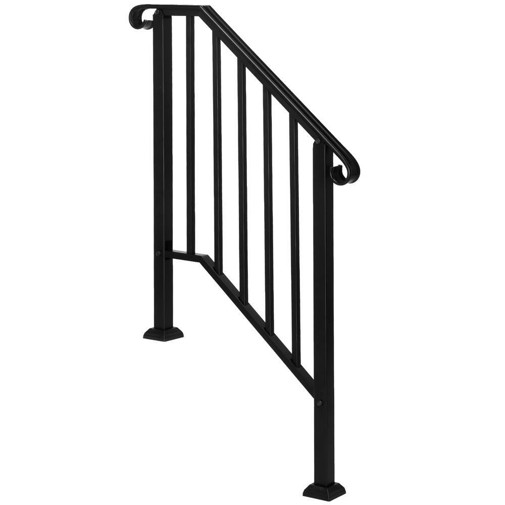 Iron Handrail Picket Fits 2-3 Steps Matte Black Office Home Gardens Residential