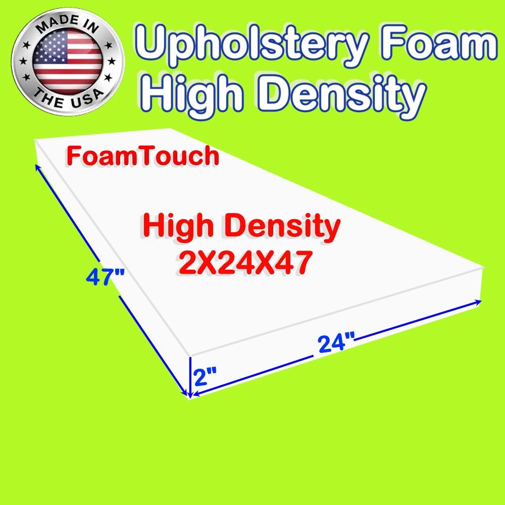 High Density #FoamTouch Upholstery Foam size 2" X 24" X 47" Custom Cut gallery