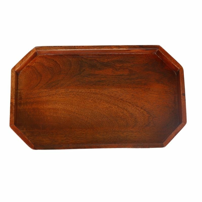 Indian Mango Wood Eight Corner Serving Tray Honey Color Handmade 38*23*5in gallery