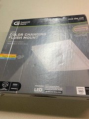 Low Profile 9 in. White Square LED Flush Mount with Night Light J-Box Compatible