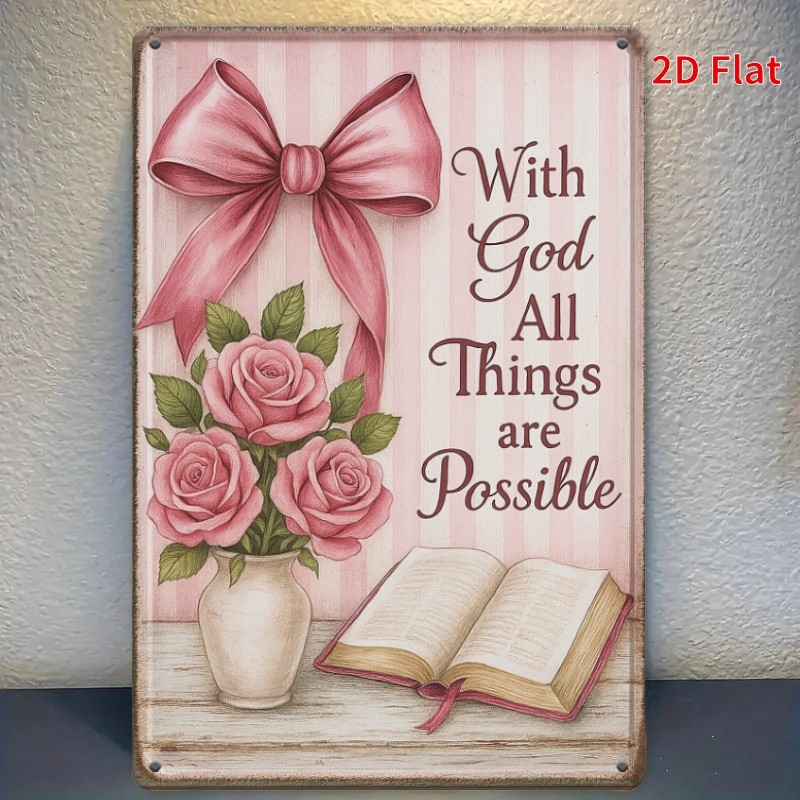 Rustic Christian Gift Metal Sign With God All Things Possible Gift For Believers gallery