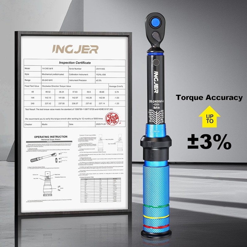 Durable Chrome Vanadium Mini Torque Wrench for Bike & Motorcycle - 20-240 ft.lb gallery