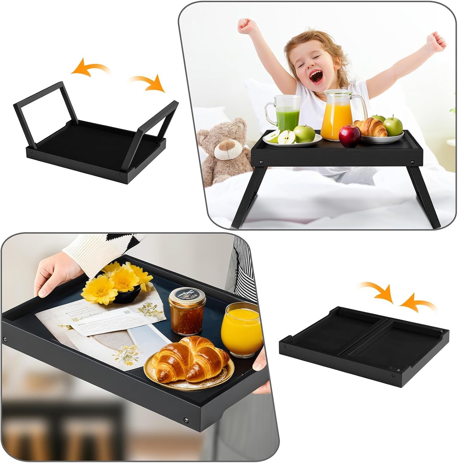 Bed Tray Table Bamboo Folding Leg Breakfast Kitchen Serving Laptop Desk Dinner gallery