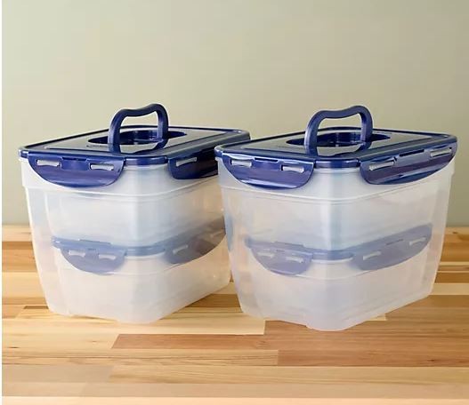 LocknLock 12-Pc Nestable Rectangle Storage Set,2 Handle Lids K313878 Marigold gallery