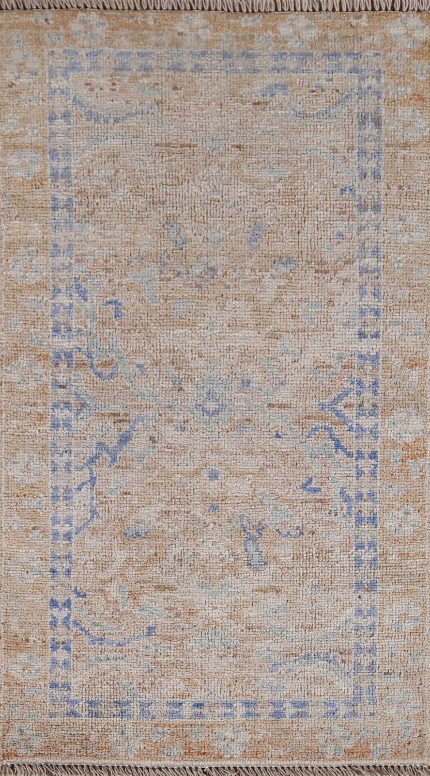 Muted Geometric Oushak Turkish Small 2x4 Rug Wool Hand-knotted Oriental Carpet gallery