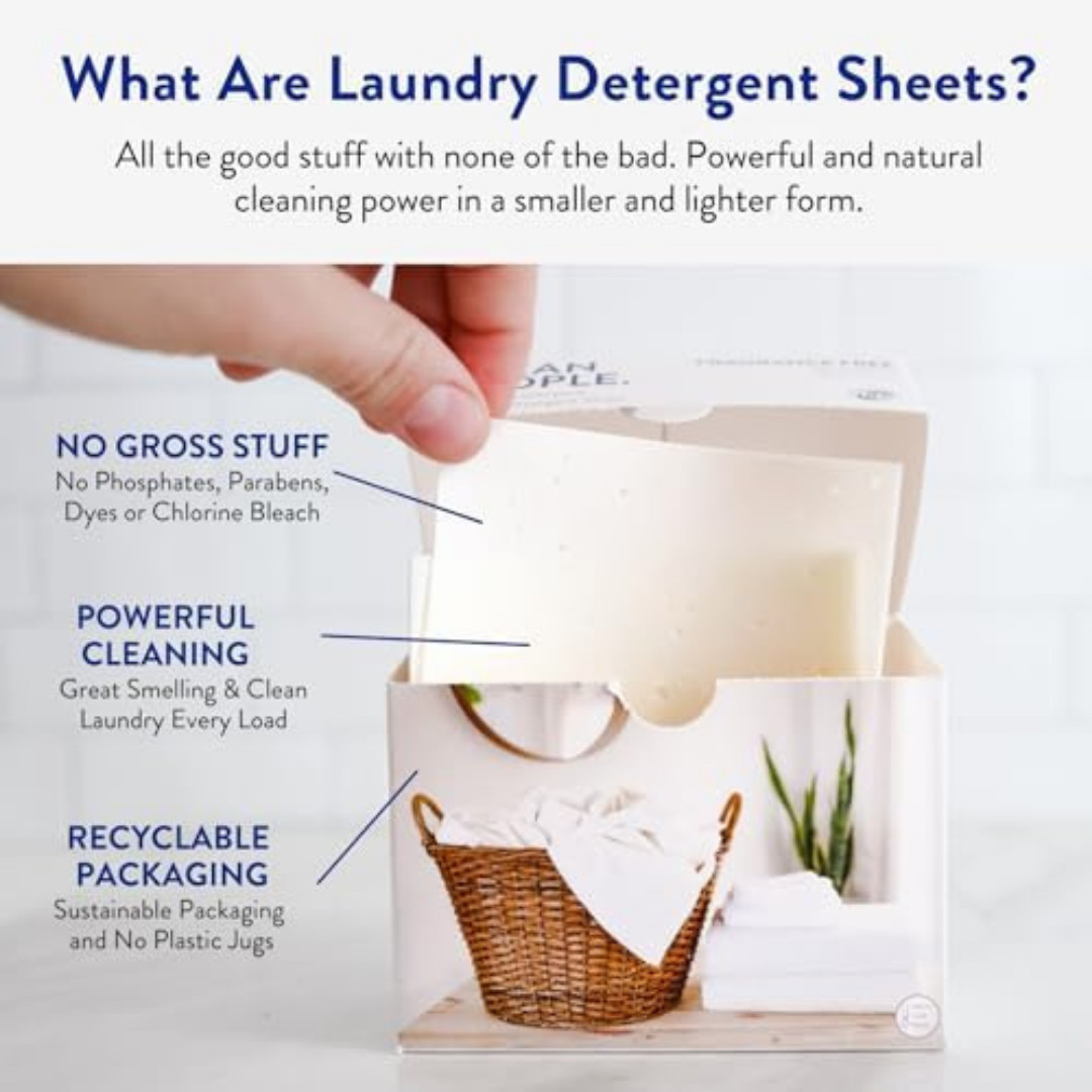 Clean People Laundry Detergent Sheets - Recyclable Packaging, Hypoallergenic, St gallery