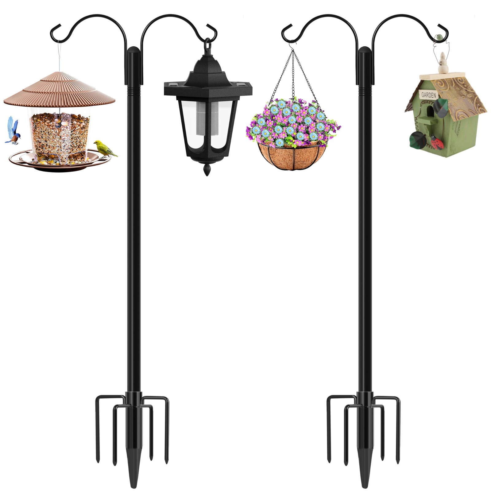 Shepherds Hooks for Outdoor, 2-Pack 76 Inch Heavy Duty Bird Feeder Pole, Gard... gallery