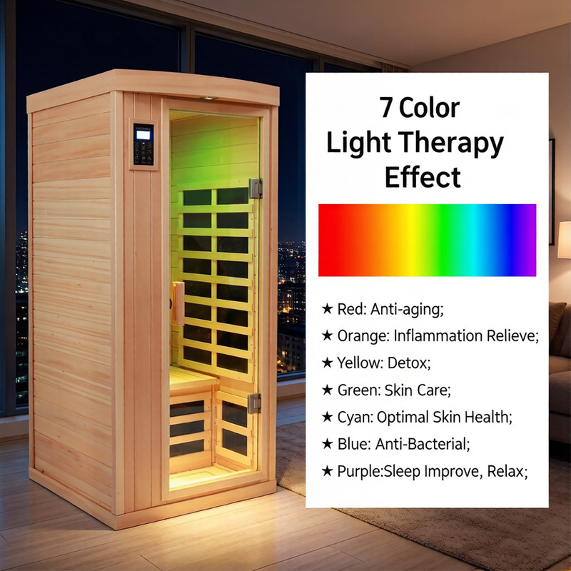 Far Infrared Sauna plus Ceramic Heating Tube Max 149F Hemlock for 1Person 1300W gallery