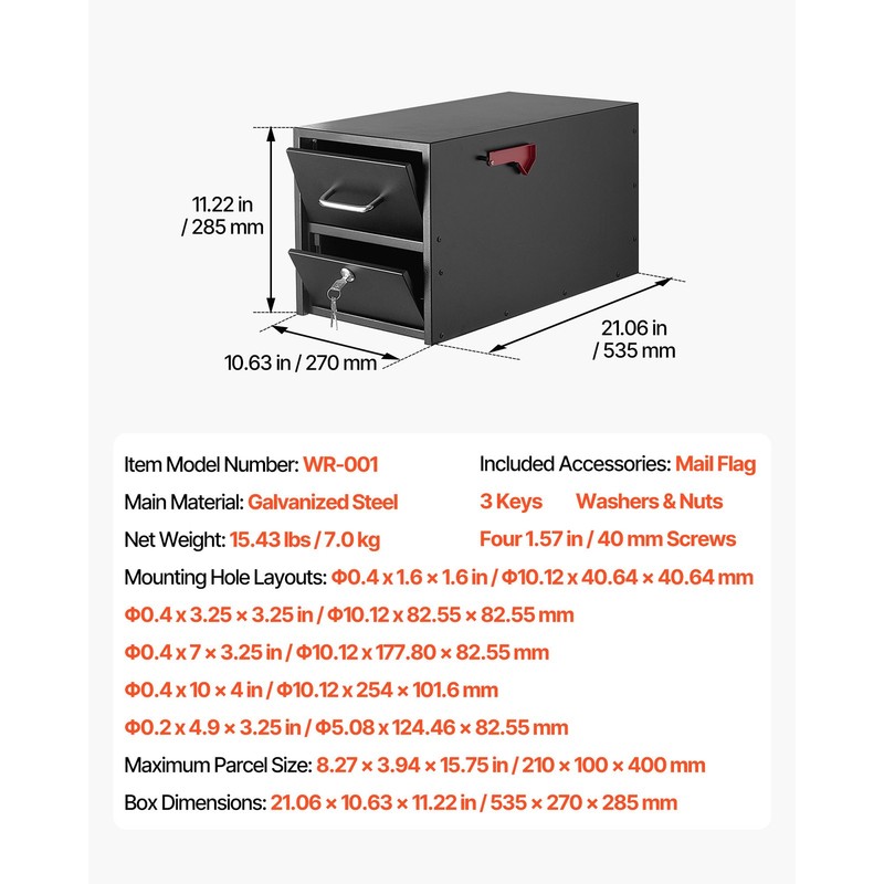 Uimoso Post Mount Mailbox Lockable Outdoor Metal with Magnetic Door Black gallery