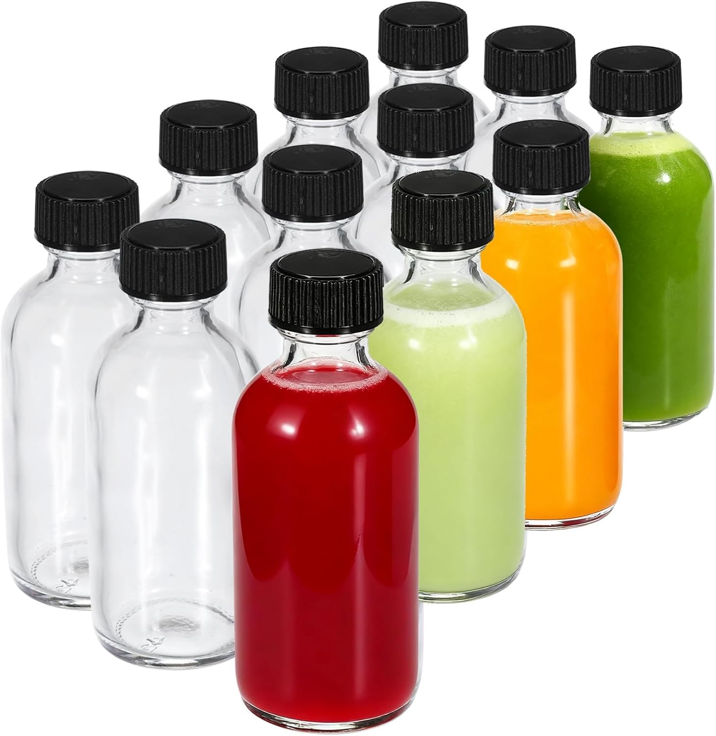 12-Pack 2 oz (60ml) Small Glass Boston Round Bottles with Lids - Leak-Proof Mini gallery